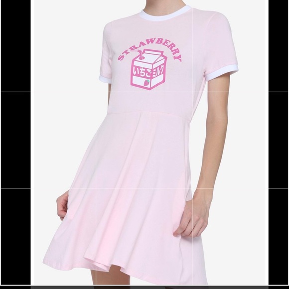 Strawberry Milk Carton Ringer T-Shirt Dress Plus Size - Picture 5 of 10